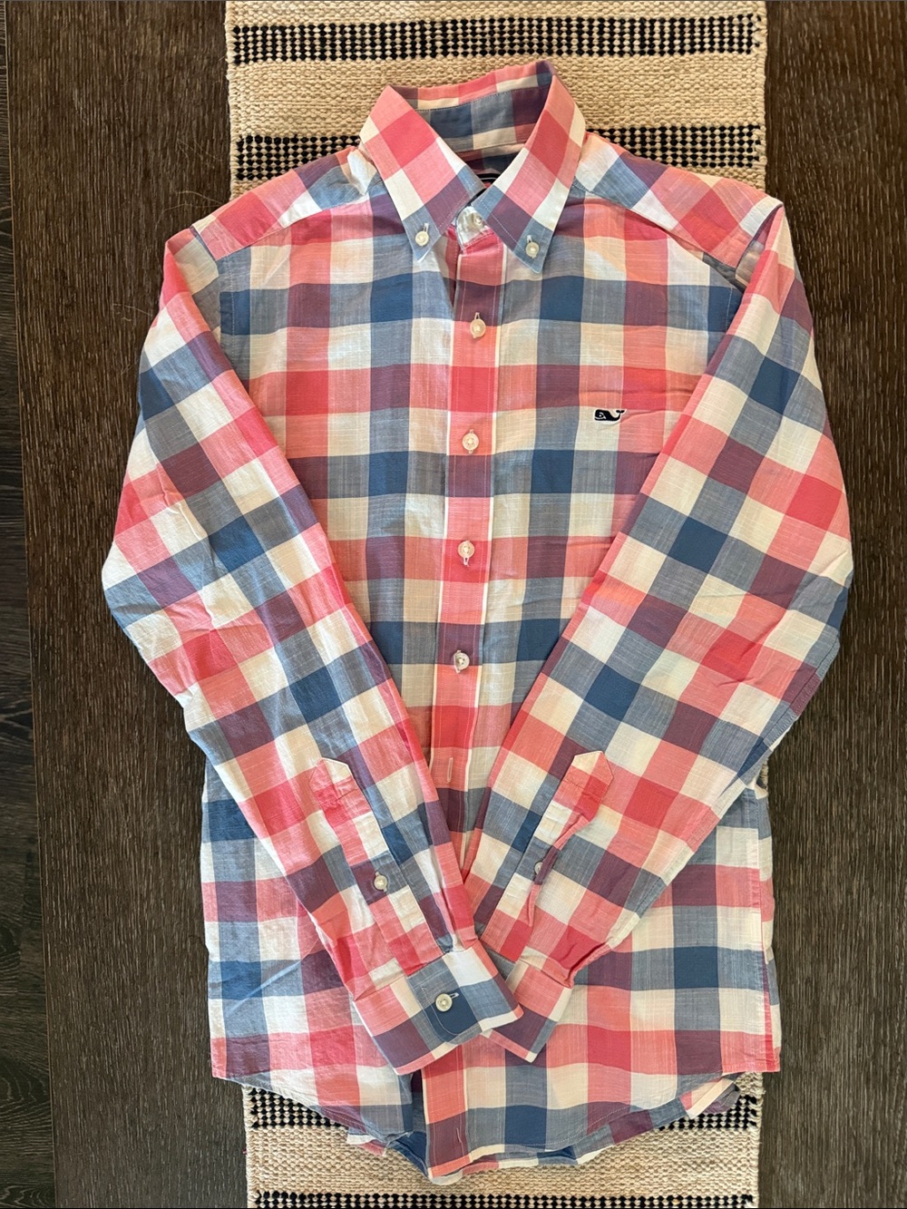 Vineyard Vines Pink and Blue Plaid Button-Down Shirt